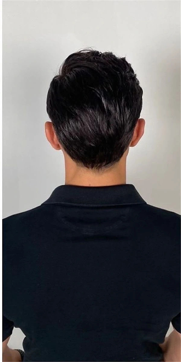 After: fuller looking crown and finished haircut